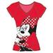 [P] Disney Juniors' Minnie Mouse Unimpressed Pajama T Shirt Top - Red (MD)