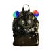 Panda Sequin Black Full Size Deluxe School Bag or Travel Backpack Full Size Zipper Compartments 16 inches with Lunch Bag (SET)