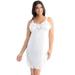 Ilusion 1112 - Plus Size Lace Inset Satin Full Slip (White, Size 46)