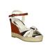 Women Striped Bow Open Toe Espadrille Platform Wedge Sandal 18536