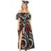 Sakkas Buhle Ruffle Off-shoulder Long Dress Wax African Ankara Dutch Print - 28-Multi - One Size Regular