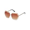 Women Oversized Rimless Diamond Cutting Lens Sunglasses P4150