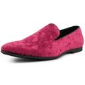 Amali Mens Velvet Slip-On Smoking Slipper Tuxedo Loafers Burgandy Size 12