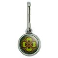 Four Leaf Clover Lucky Antiqued Charm Clothes Purse Suitcase Backpack Zipper Pull Aid