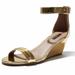 DailyShoes Wedge Heeled for Women Mid Wedges Sandal Ankle Strap Open Toe Casual High Heel Sandals Skid Straps Buckle Toed Strappy Wendy-18 Gold Pt 7.5