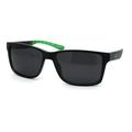 Kush Mens Narrow Rectangular Horn Rim Sunglasses Matte Black Green