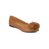 New Women Refresh Dotie-01 Faux Suede Pointy Toe Pom Pom Ballet Flat