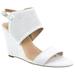 H by Halston Women's McKenzie High Wedge Suede Sandals (Parchment, 11 W US)