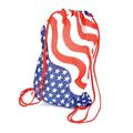 Stars & Stripes Drawstring Backpack 15" Carrying Bag, Red White Blue, 12 Pack