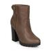 Women Leatherette Snap Zip Chunky Heel Riding Bootie DJ55