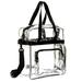 12" Clear PVC Messenger Bag Heavy Duty See Through Tote NFL AAF Stadium Approved Handbag Transparent Pouch Hand Bags Top Handle & Adjustable Shoulder Strap Black
