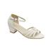 Pazitos Girls Ivory Itsy Bitsy Glitsy Buckle Kitten Heel Sandals