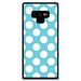 DistinctInk Case for Samsung Galaxy Note 9 (6.4 Screen) - Custom Ultra Slim Thin Hard Black Plastic Cover - White & Blue Polka Dots