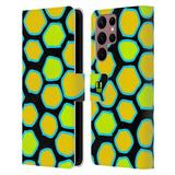 Head Case Designs Mad Prints Yellow Snake Leather Book Wallet Case Cover Compatible with Samsung Galaxy S22 Ultra 5G