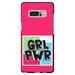 DistinctInk Case for Samsung Galaxy Note 8 (6.3 Screen) - Custom Ultra Slim Thin Hard Black Plastic Cover - Girl Power - GRL PWR - Pink Background