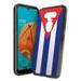 Capsule Case Compatible with LG K8X [Hybrid Gel Design Slim Thin Fit Soft Grip Black Case Protective Cover] for US Cellular LG K8X LMK300UM (Cuba Flag)