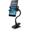 Macally Adjustable Gooseneck Tablet Holder & Phone Clip - Works with Phones & Tablets up to 8â€� - Flexible Phone Holder & Tablet Mount with Clip On Clamp for Desks up to 1.75â€� Thick (CLIPMOUNT) Black