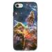 DistinctInk Clear Shockproof Hybrid Case for iPhone 7 8 SE (2020 Model) 4.7 Screen TPU Bumper Acrylic Back Tempered Glass Screen Protector - Blue Yellow Orange Carina Nebula - Show Love of Astronomy