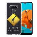 Hybrid Bumper Phone Case For LG K51 by OneToughShield Â® - Road Sign Giraffe