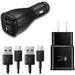 Adaptive Fast Charger Kit for Xiaomi Redmi Note 9 Pro Max USB 2.0 Recharger Kit (Wall Charger + Car Charger + 2 x Type C USB Cables) Quick Charger-Black