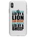 DistinctInk Clear Shockproof Hybrid Case for iPhone X / XS (5.8 Screen) - TPU Bumper Acrylic Back Tempered Glass Screen Protector - Sheep Led By Lion Defeat Lions Led By Sheep