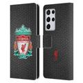 Head Case Designs Officially Licensed Liverpool Football Club Crest 2 Black Pixel 1 Leather Book Wallet Case Cover Compatible with Samsung Galaxy S21 Ultra 5G