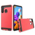 Straight Talk Samsung Galaxy A21 Case / Samsung Galaxy A21 Case Slim Metallic Brushed Shock-Resistant Cover Case (Red)