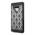 Capsule Case Compatible with LG Stylo 6 [Alpha Hybrid Layer Slick Shockproof Full Body Protection Black Case Phone Cover] for LG Stylo 6 LMQ730 All Phone Carriers (Black Floral Damask)