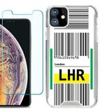 For Apple iPhone 11 Case Hybrid Bumper Phone Case with Tempered Glass Screen Protector by OneToughShield Â® - Airport Tag / London
