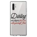 DistinctInk Clear Shockproof Hybrid Case for Galaxy Note 10 PLUS (6.8 Screen) - TPU Bumper Acrylic Back Tempered Glass Screen Protector - Darling Don t Forget to Fall In Love with Yourself