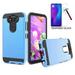 Compatible Case for AT&T PREPAID LG Phoenix 5 / LG Fortune 3 / LG Risio 4 /LG Aristo 5 /LG Aristo 5 Plus /LG K31 /LG Tribute Monarch Metallic Brushed Shock-Resistant Case + Tempered Glass (Blue)