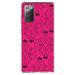 DistinctInk Clear Shockproof Hybrid Case for Samsung Galaxy Note 20 (6.7 Screen) - TPU Bumper Acrylic Back Tempered Glass Screen Protector - Neon Pink Black Floral Pattern