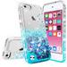 Apple iPod Touch 6 Case iPod 6/5 Case [Tempered Glass Screen Protector] Glitter Liquid Quicksand Waterfall Bling Sparkle Diamond Case For Apple iPod Touch 5/6th Generation (Clear/Aqua)