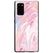 DistinctInk Case for Samsung Galaxy Note 20 (6.7 Screen) - Custom Ultra Slim Thin Hard Black Plastic Cover - Pink Blue White Marble Image Print - Printed Marble Image