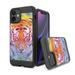Capsule Case Compatible with iPhone 12 mini [Hybrid Fusion Dual Layer Slick Armor Shock Defender Black Case Cover] for iPhone 12 mini 5.4 inch (Rainbow Tiger)