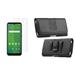 Bemz Holster Bundle for Cricket Ovation: Horizontal Executive Series PU Leather Phone Carrying Pouch Belt Holster with Tempered Glass Screen Protector - Black