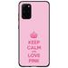DistinctInk Case for Samsung Galaxy S20 PLUS (6.7 Screen) - Custom Ultra Slim Thin Hard Black Plastic Cover - Keep Calm and Love Pink