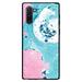 DistinctInk Case for Samsung Galaxy Note 10 (6.3 Screen) - Custom Ultra Slim Thin Hard Black Plastic Cover - Blue Pink White Marble Image Print - Printed Marble Image