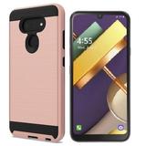 For AT&T LG Xpression Plus 3/ LG Premier Pro Plus / LG Harmony 4 / TracFone Premier-Plus Slim Metallic Brushed Shock-Resistant Case (Rose Gold)