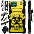 Compatible with LG K92 Hybrid LuxGuard Holster Phone Case Cover (Yellow Biohazard)