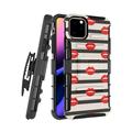 Capsule Case Compatible with iPhone 11 Pro [Military Grade Protection Shockproof Heavy Duty Kickstand Holster Black Case Cover] for iPhone 11 Pro 5.8 Inch Display (Strips Red Lips)