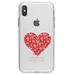 DistinctInk Clear Shockproof Hybrid Case for iPhone XS Max (6.5 Screen) - TPU Bumper Acrylic Back Tempered Glass Screen Protector - Red Floral Heart Clear