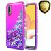 LG Stylo 7 4G Case [Not fit for LG Stylo 7 5G/ LG Stylo 6] with [Tempered Glass Protector Included] Liquid Floating Glitter Quicksand Bling with Spot Diamond Cover - Pink/Purple