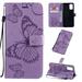 Dteck Galaxy S20 FE (Fan Edition) 5G Case Embossed Butterfly PU Leather Magnetic Folio Flip Wallet Case Built-in Card Holder with Wrist Strap Stand Cover For Samsung Galaxy S20 FE 6.5 inch Purple