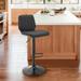 Sabine Black or Walnut Wood and Faux Leather Adjustable Height Bar Stool
