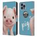 Head Case Designs Officially Licensed Animal Club International Faces Pig Leather Book Wallet Case Cover Compatible with Apple iPhone 14