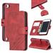 iPod Touch 6 Case iPod Touch 7 Case Allytech Slim Folio Flip PU Leather Kickstand Cards Slots Cash Pocket TPU Inner Strap Protective Case Cover for Apple iPod Touch 6th/7th Generation Red