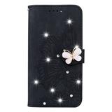Bling Case for iPhone Xs Max 6.5 inch 2018 iPhone Xs Max Case Allytech Glitter Sparkly Diamond Embossed Retro Butterfly PU Leather Flip Kickstand Case with Card Holder for iPhone Xs Max(6.5 ) Black