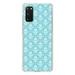 DistinctInk Clear Shockproof Hybrid Case for Galaxy S20 ULTRA / 5G (6.9 Screen) - TPU Bumper Acrylic Back Tempered Glass Screen Protector - Baby Blue White Damask Pattern - Floral Damask Pattern