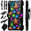 Compatible with LG K92 Hybrid LuxGuard Holster Phone Case Cover (Orange Starlight)